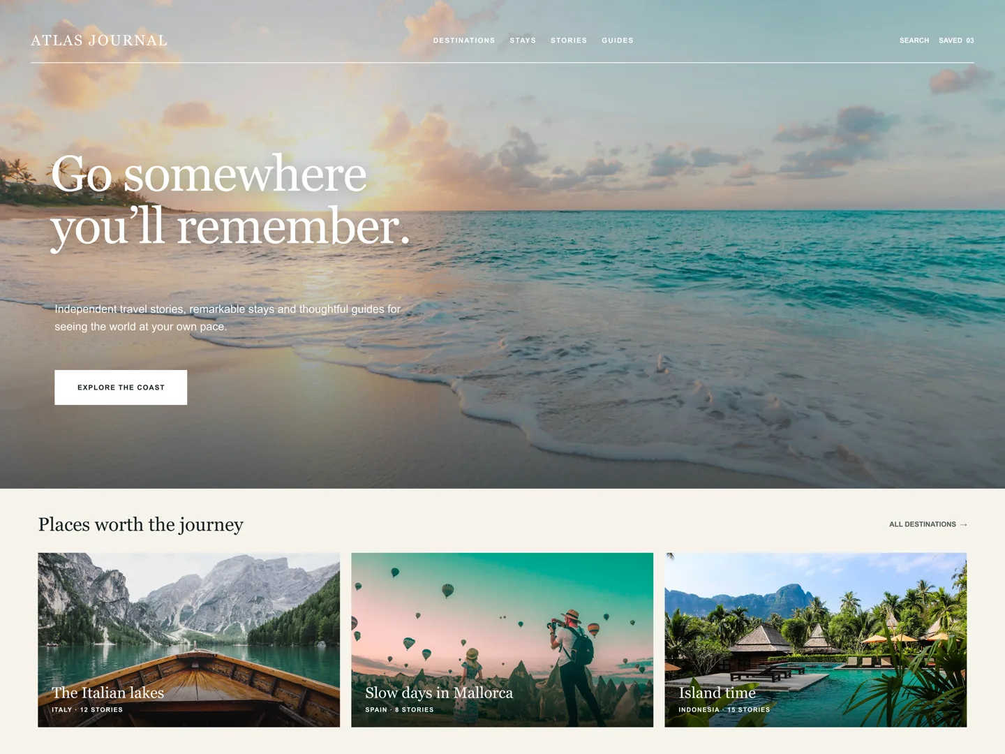 Atlas Journal homepage, Go somewhere you’ll remember