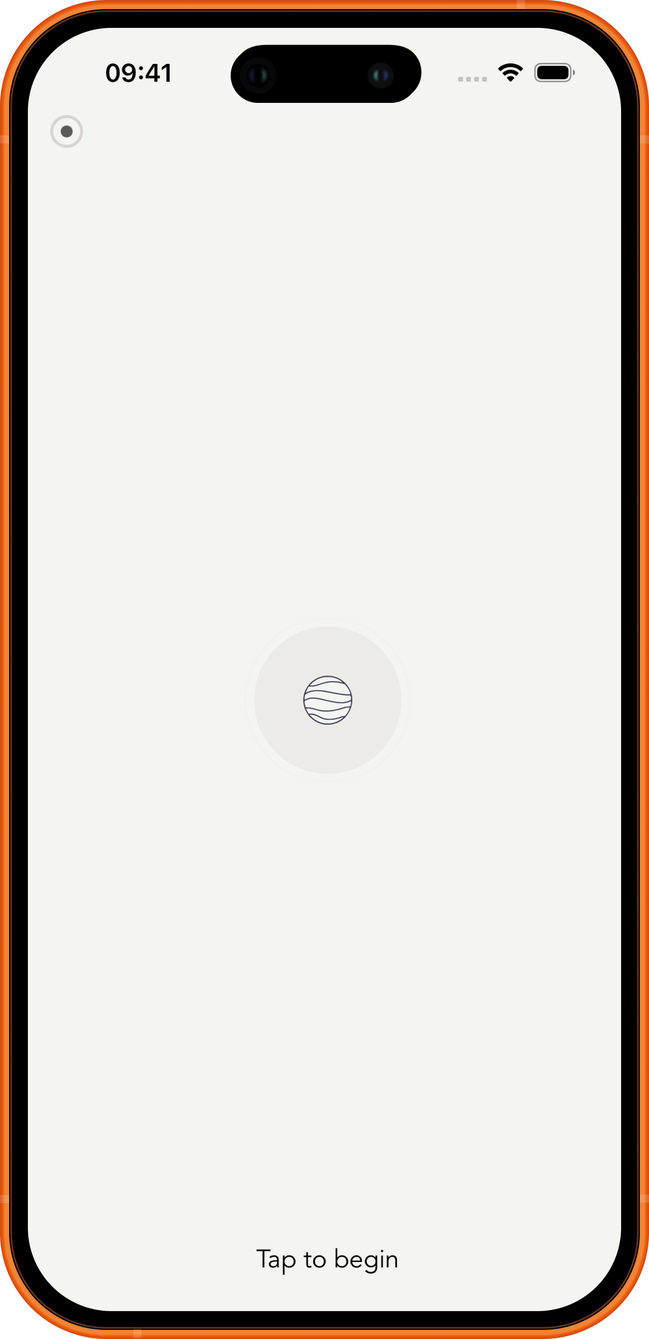 Nada empty state, tap to begin
